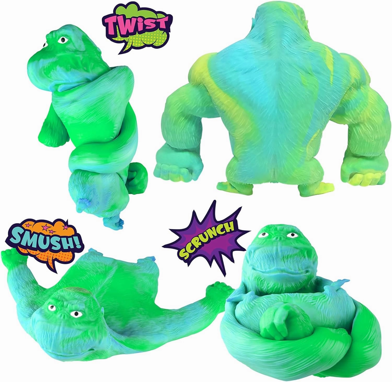 YHan Super Stretchy Gorilla Fidget Toy (Blue-Green) Stretchy Monkey - Funny, Squishy & Perfect to Squeeze for Stress Relief - Ideal Gift for Kids