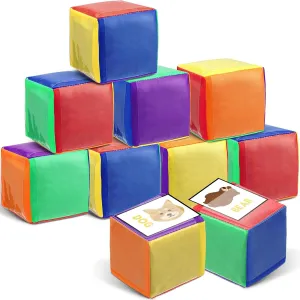 Yilloog 8 Pcs 3.94 Inch Pocket Dice DIY Education Playing Game Dice for Classroom Soft Foam Cubes with Clear Pocket Large Teacher Soft Cubes Learning Teaching Stacking Blocks Toys Photo Child
