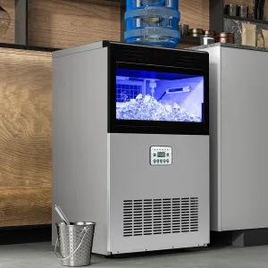 YITAHOME Top Loading Commercial Ice Maker Machine 120LBS with 33LBS Storage Bin, 2 Way Water Inlet, Stainless Steel Ice Maker Under Counter with Ice Scoop, Ice Bucket for Home Bar Office Party