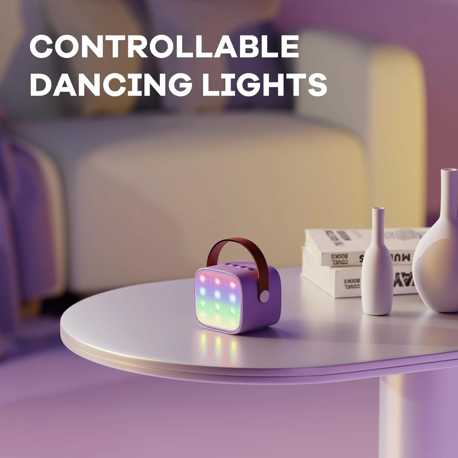 YLL Mini Karaoke Machine with 2 Wireless Microphones, TOP Kids Gifts for Girls Ages 3, 4, 5, 6, 7, 8, 9,10,11,12  Year Old, 4-12 Years Old Birthday Toy Gift for Girls Boys Party (Purple)