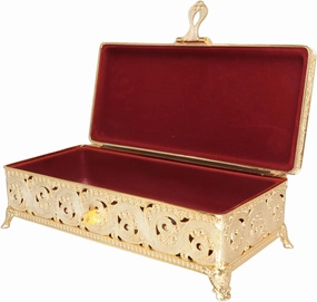 YOUTHINK Vintage Metal Jewelry Box, Exquisite Vintage Pattern, Velvet Interior, Large Capacity for Necklace, Earrings, Rings, Ideal Women (Gold)