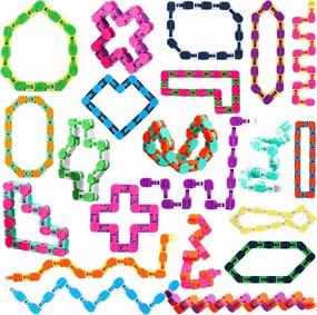 Yunsailing 80 Packs Wacky Tracks Snap Fidget Finger Sensory Snake Puzzles Bike Track Chain Toy Bulk Fidget Toys Snake for Kid Adult Stress Relief Party Classroom Home Travel Multi Color(24 Links)