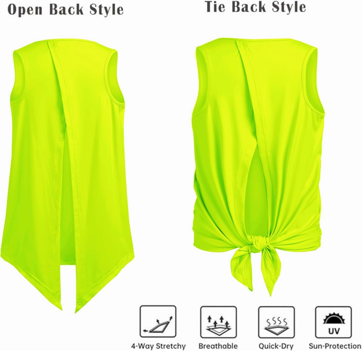Zaclotre Kid Girls Athletic Tank Tops Open Tie Back Sleeveless Workout Running Tennis Sports Shirts 5-14Years