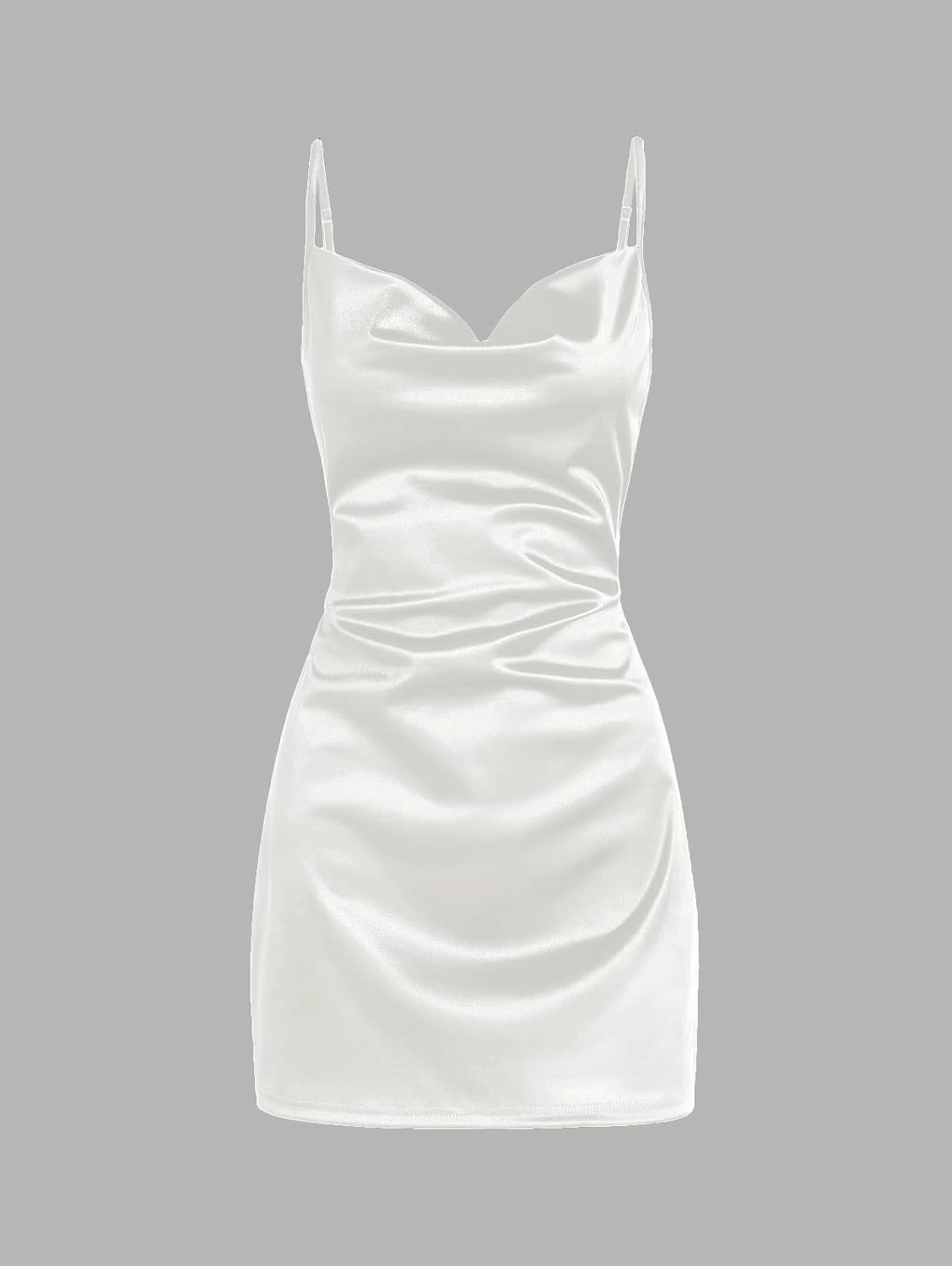 ZAFUL Women's Satin Sleeveless Spaghetti Strap Mini Dress Sexy Slip Cowl Neck Silky Cocktail Party Dresses