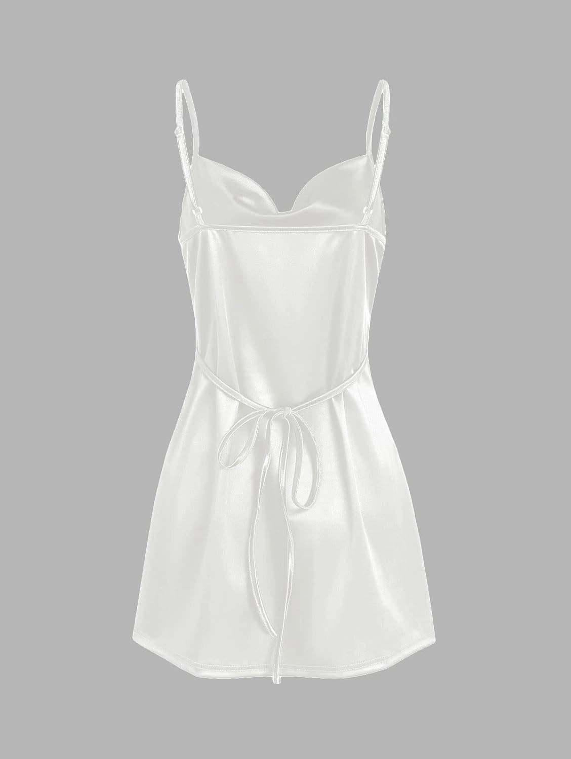 ZAFUL Women's Satin Sleeveless Spaghetti Strap Mini Dress Sexy Slip Cowl Neck Silky Cocktail Party Dresses