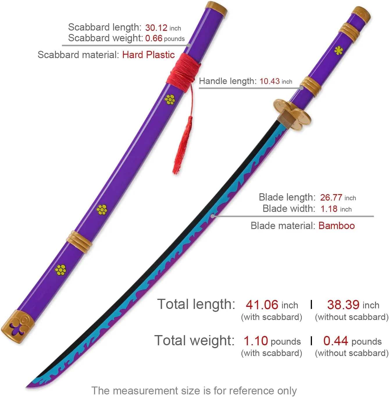 Zisu Roronoa Zoro Sword - Choose from Kitetsu, Yama Enma, and Trafalgar Law - Approx. 41 Inches Overall - Perfect for Cosplay Collectors
