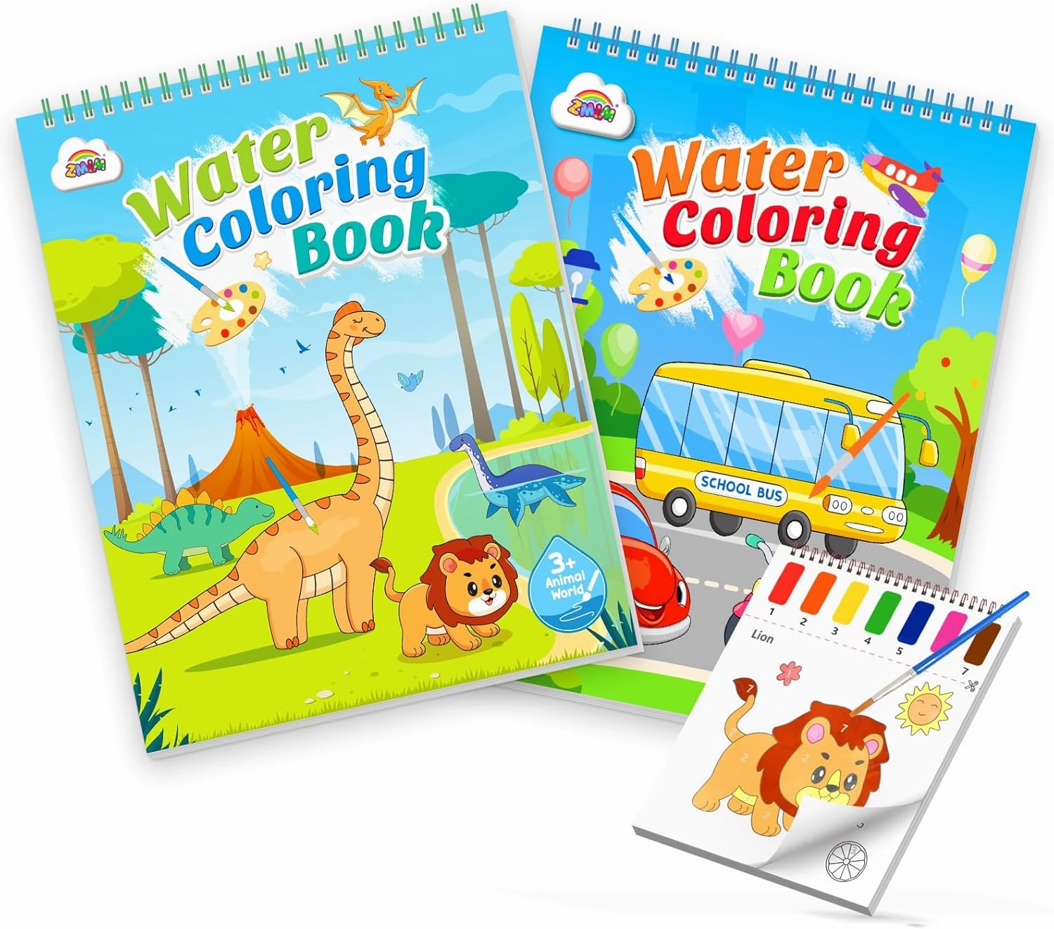 ZMLM Paint with Water Coloring Books for Toddlers - Mess Free Painting Activity for Kids - Arts & Crafts Gift Toy for Boy Girl Ages 4  Birthday Christmas Easter Stocking Stuffers(Dinosaurs & Traffic)